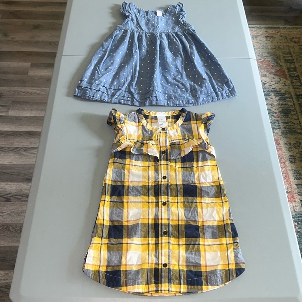 Carters Plaid Dress & Cherokee Blue Heart Dress Size 3T